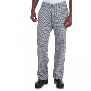 White Houndstooth Men Chef Pants